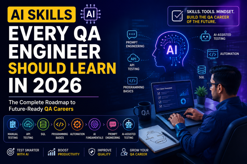 AI skills every QA engineer should learn in 2026 including AI testing, automation, prompt engineering, and AI-assisted testing