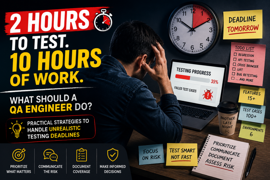 QA engineer handling unrealistic testing deadlines with limited testing time