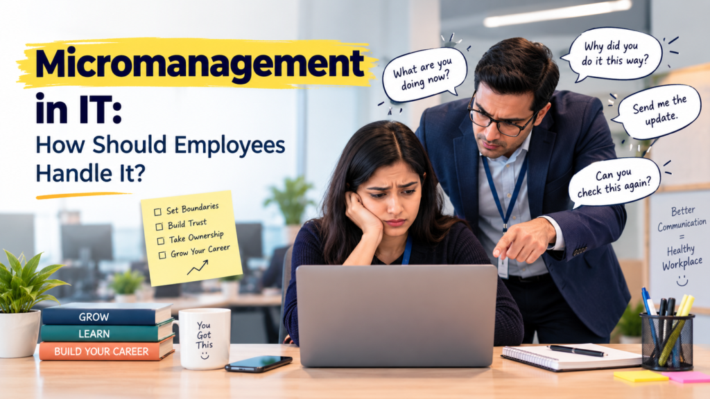 Micromanagement in IT showing an employee dealing with excessive supervision from a manager