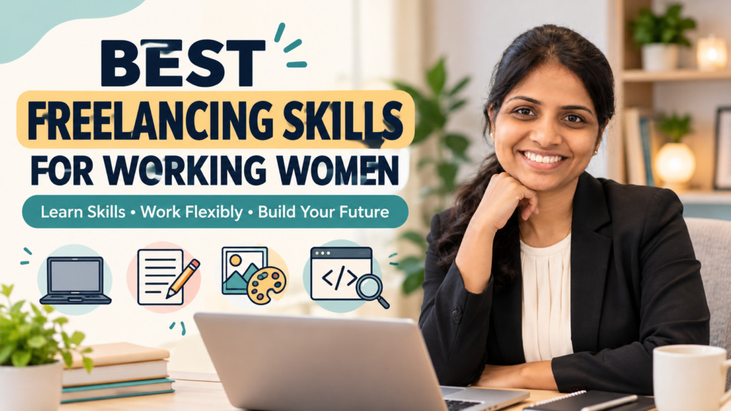 Best freelancing skills for working women, including content writing, graphic design, and software testing.